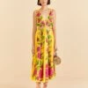 Farm Rio Yellow Romantic Garden Midi Dress -Farm Rio 309298 01