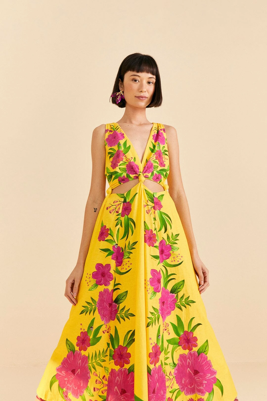 Farm Rio Yellow Romantic Garden Midi Dress 4 Farm Rio Yellow Romantic Garden Midi Dress - Image 2
