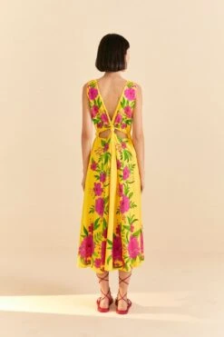 Farm Rio Yellow Romantic Garden Midi Dress 14 Farm Rio Yellow Romantic Garden Midi Dress -Farm Rio 309298 04