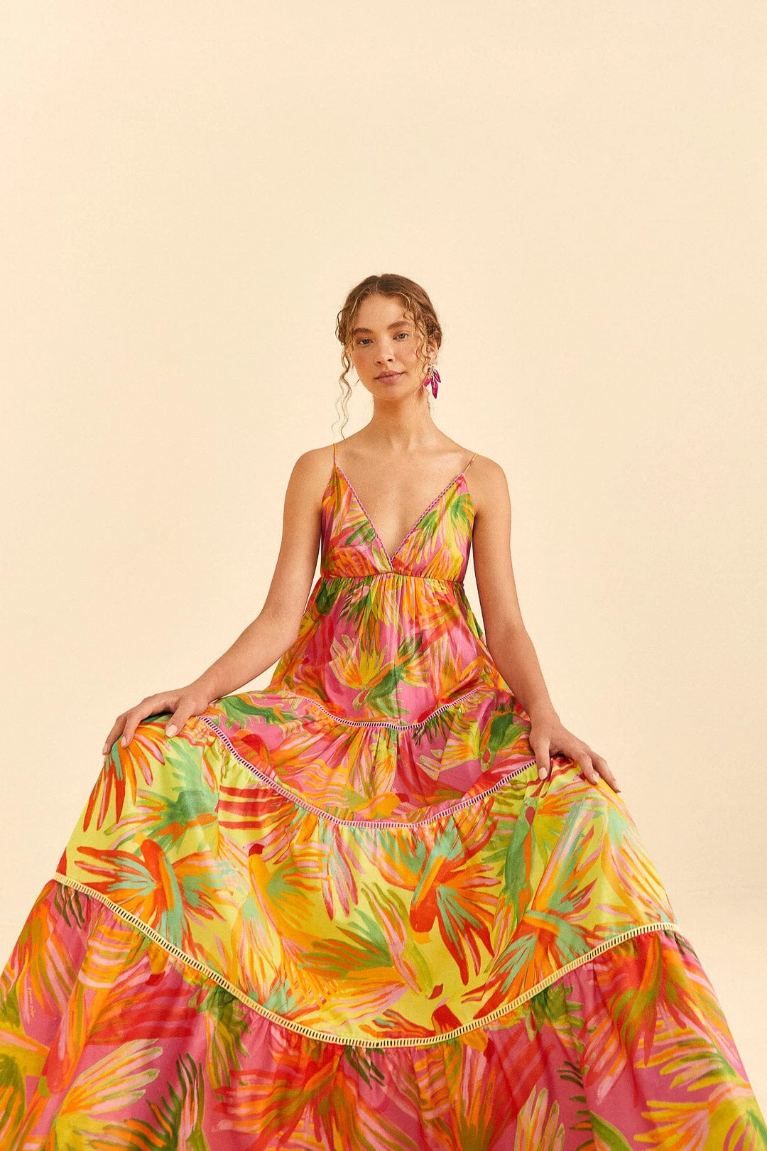 Farm Rio Mixed Painted Birds Maxi Dress 3 Farm Rio Mixed Painted Birds Maxi Dress