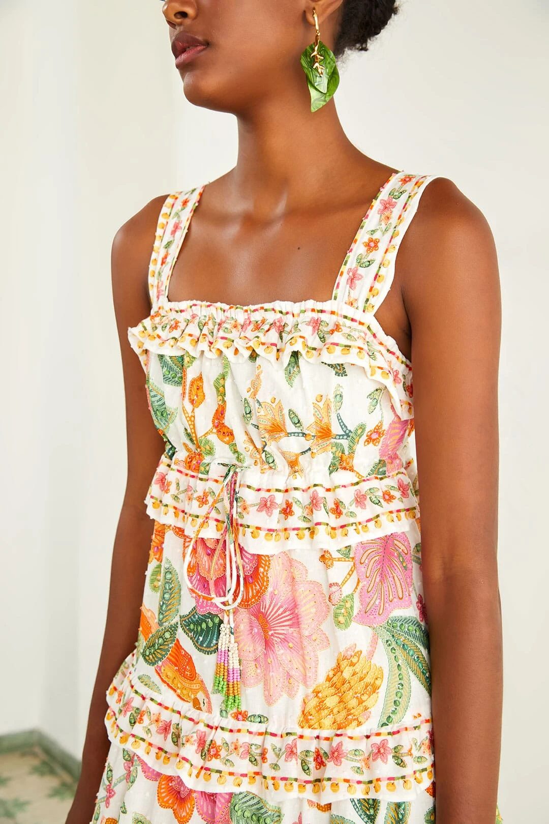 Farm Rio Off-White Macaw Bloom Midi Dress 5 Farm Rio Off-White Macaw Bloom Midi Dress - Image 3