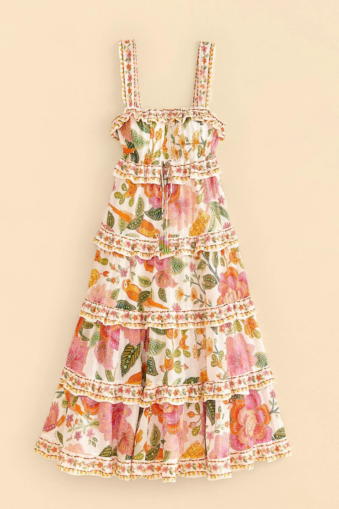 Farm Rio Off-White Macaw Bloom Midi Dress 8 Farm Rio Off-White Macaw Bloom Midi Dress - Image 6