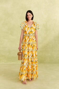 Farm Rio 18 Farm Rio Off-White Peppers Maxi Dress