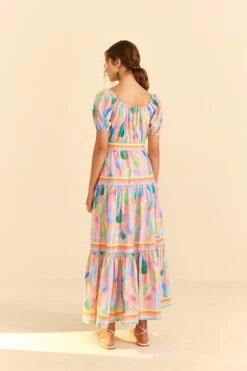 Farm Rio Pink Pastel Leaves Maxi Dress -Farm Rio 309308 04
