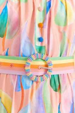 Farm Rio Pink Pastel Leaves Maxi Dress -Farm Rio 309308 05