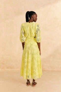 Farm Rio Light Yellow Richelieu Midi Dress 11 Farm Rio Light Yellow Richelieu Midi Dress -Farm Rio 309337 04