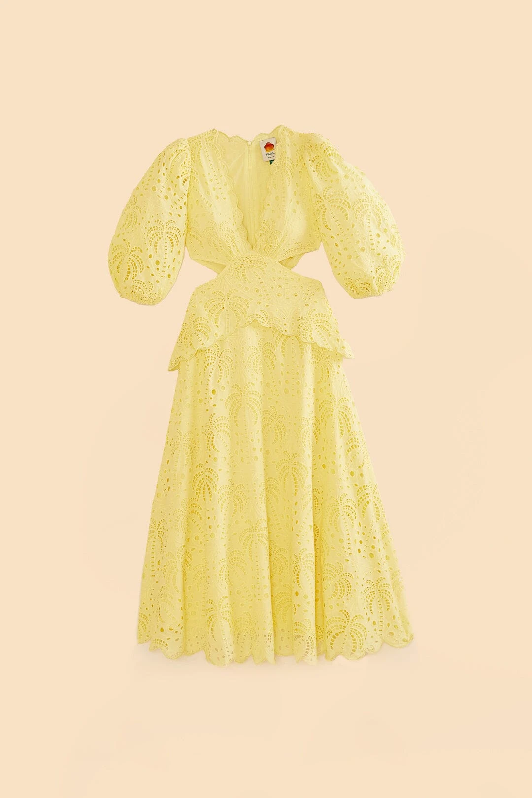 Farm Rio Light Yellow Richelieu Midi Dress 8 Farm Rio Light Yellow Richelieu Midi Dress - Image 6