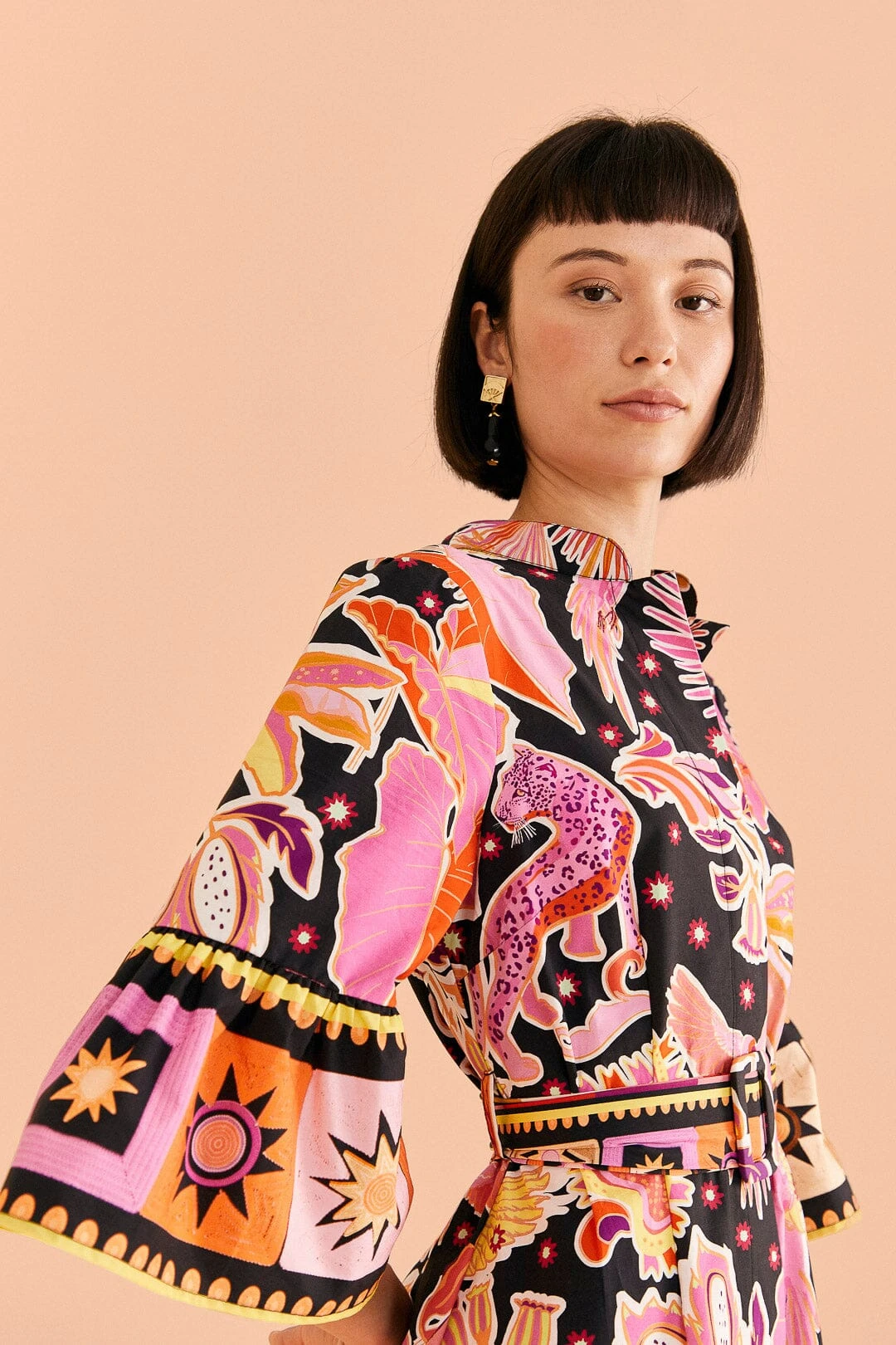 Farm Rio Black Enchanted Nature Mini Dress 5 Farm Rio Black Enchanted Nature Mini Dress - Image 3