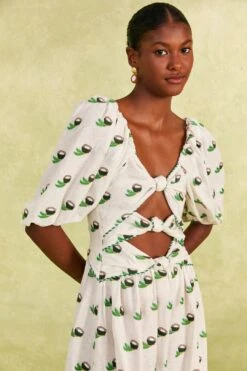 Farm Rio Cross Stitch Coconut Embroidered Midi Dress 10 Farm Rio Cross Stitch Coconut Embroidered Midi Dress -Farm Rio 309371 03