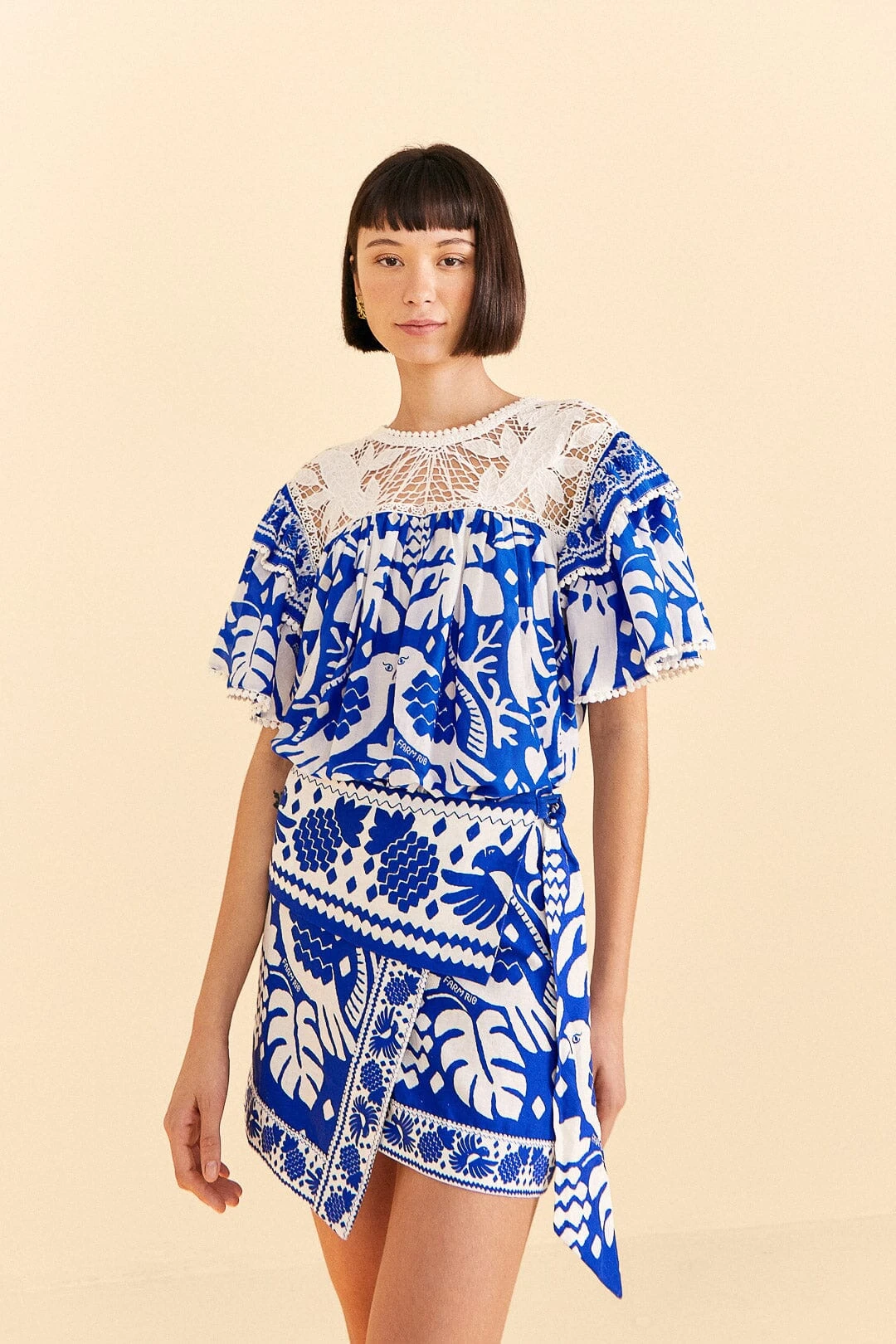 Farm Rio Navy Blue Jungle Scarf Mini Skirt 3 Farm Rio Navy Blue Jungle Scarf Mini Skirt