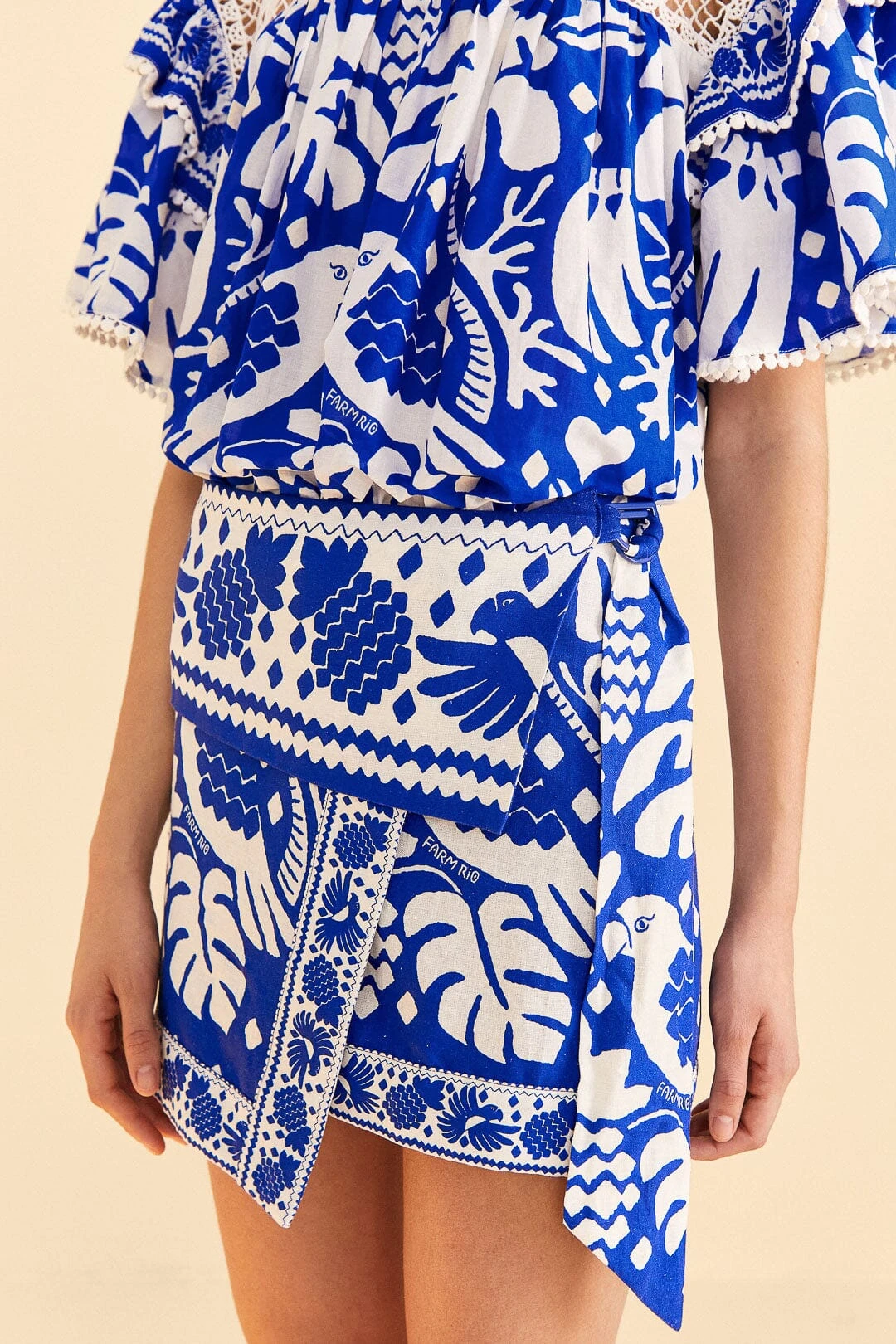 Farm Rio Navy Blue Jungle Scarf Mini Skirt 5 Farm Rio Navy Blue Jungle Scarf Mini Skirt - Image 3