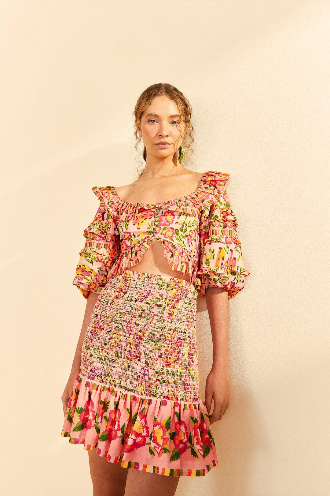 Farm Rio Pink Painted Bananas Smocked Mini Skirt 4 Farm Rio Pink Painted Bananas Smocked Mini Skirt - Image 2