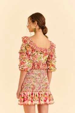 Farm Rio Pink Painted Bananas Smocked Mini Skirt 11 Farm Rio Pink Painted Bananas Smocked Mini Skirt -Farm Rio 309383 04