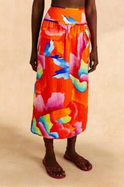 Farm Rio Red Ombre Chita Midi Skirt 10 Farm Rio Red Ombre Chita Midi Skirt -Farm Rio 309389 03