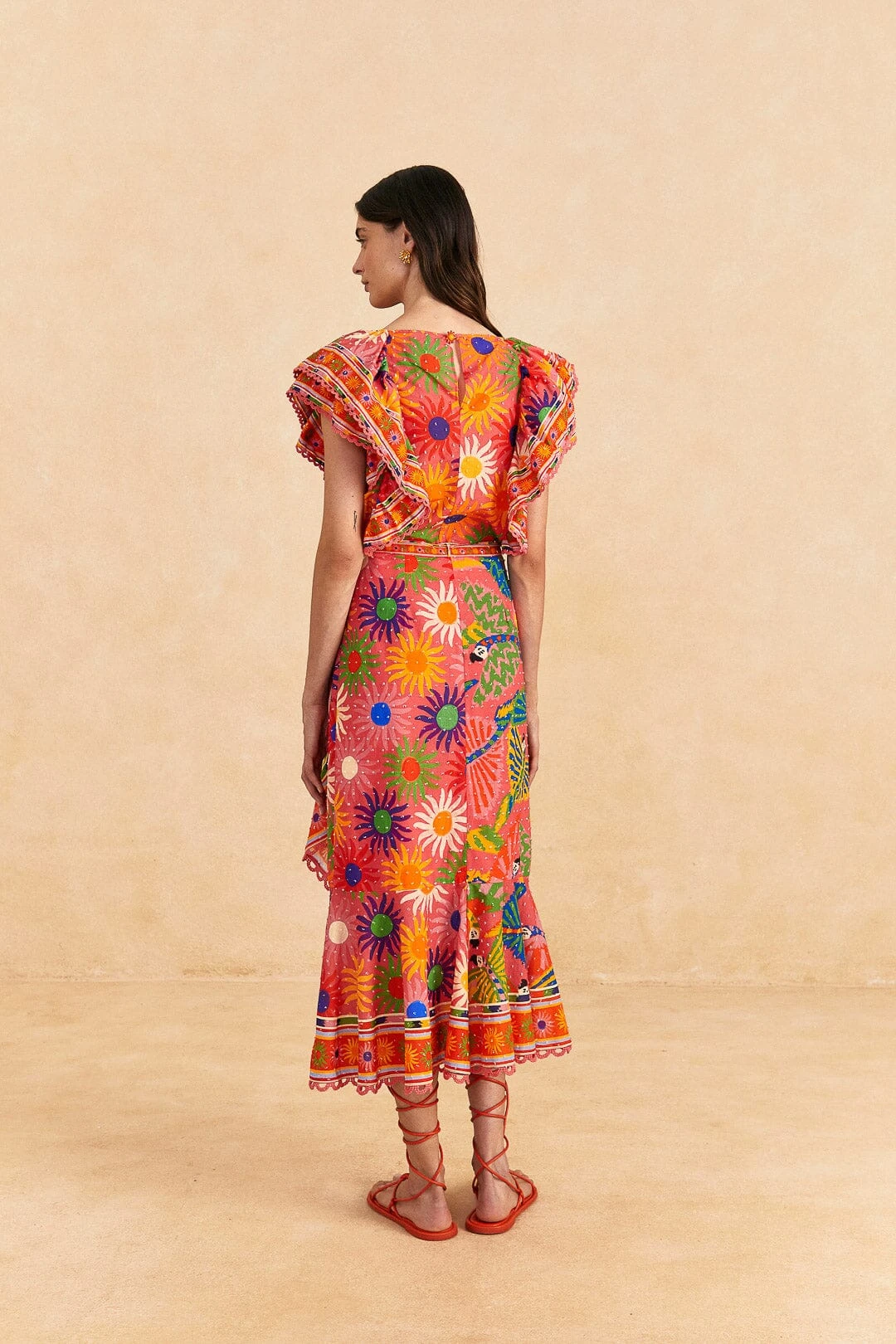 Farm Rio Coral Mixed Graphic Macaws Midi Skirt 6 Farm Rio Coral Mixed Graphic Macaws Midi Skirt - Image 4