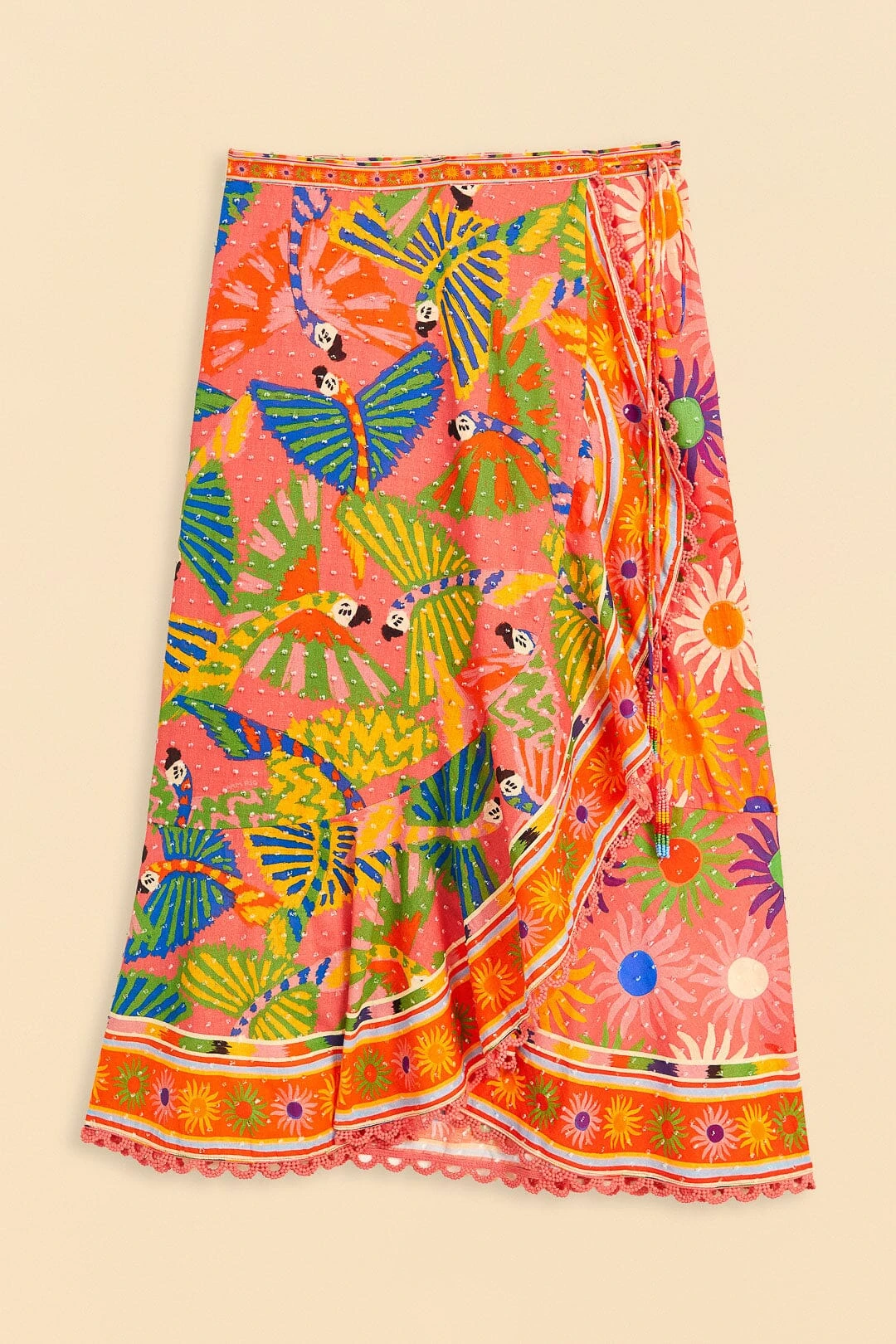Farm Rio Coral Mixed Graphic Macaws Midi Skirt 8 Farm Rio Coral Mixed Graphic Macaws Midi Skirt - Image 6