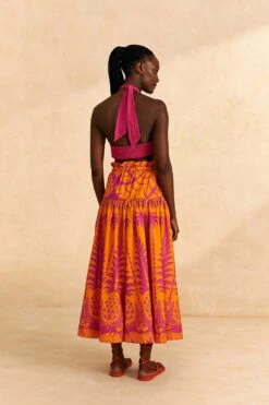 Farm Rio Orange Pineapple Love Organic Cotton Maxi Skirt -Farm Rio 309397 04