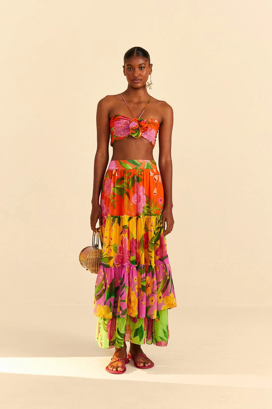 Farm Rio Orange Romantic Garden Crop Top 4 Farm Rio Orange Romantic Garden Crop Top - Image 2