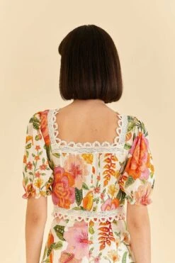 Farm Rio Off-White Macaw Bloom Blouse -Farm Rio 309414 04