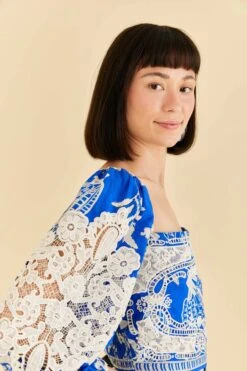 Farm Rio Blue Lace Banana Blouse 9 Farm Rio Blue Lace Banana Blouse -Farm Rio 309445 03