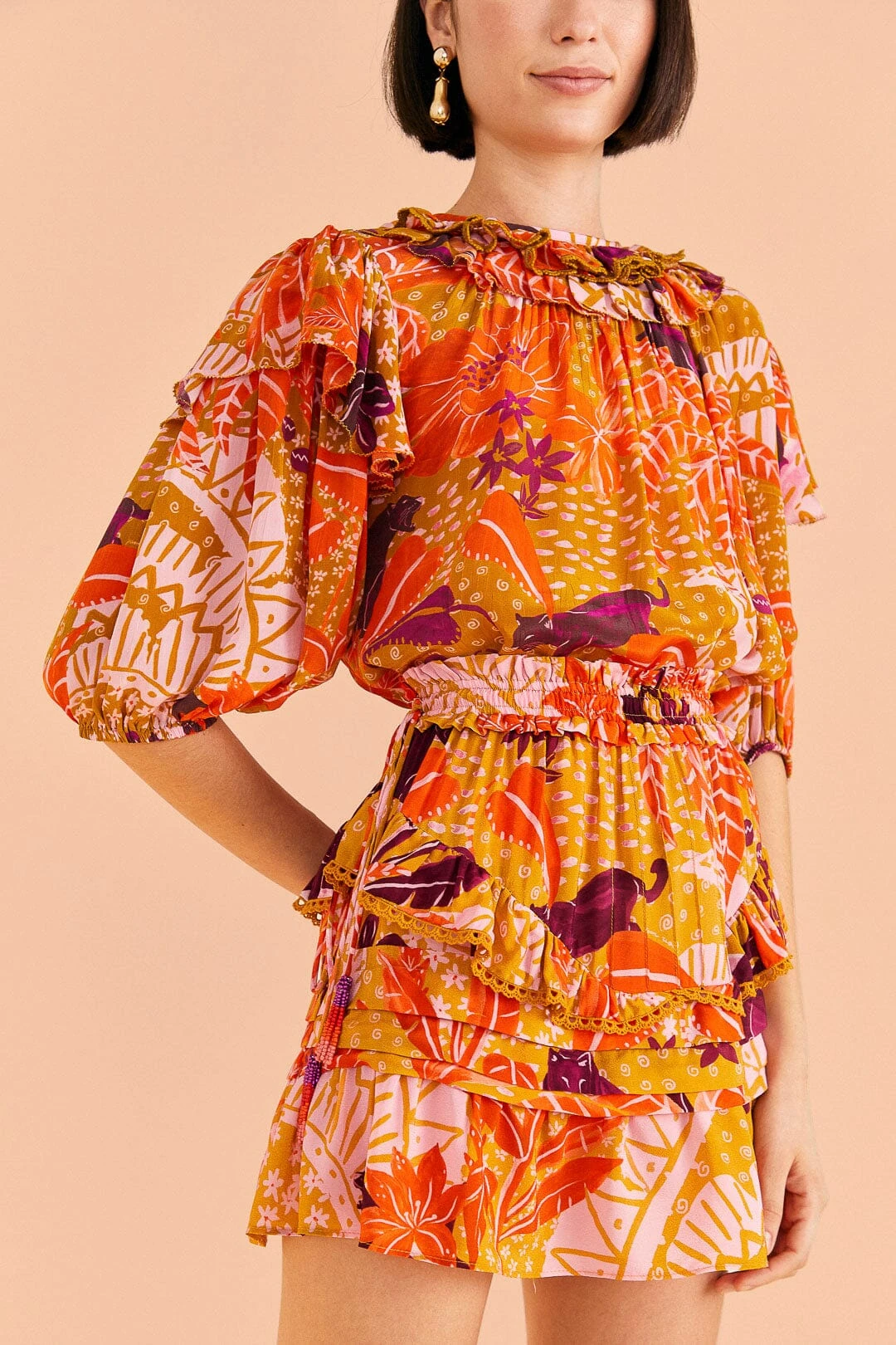 Farm Rio Beige Jungle Panther Mini Skirt 5 Farm Rio Beige Jungle Panther Mini Skirt - Image 3