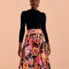 Farm Rio Black Enchanted Nature Lenzing™ Ecovero™ Viscose Midi Skirt -Farm Rio 309464 01