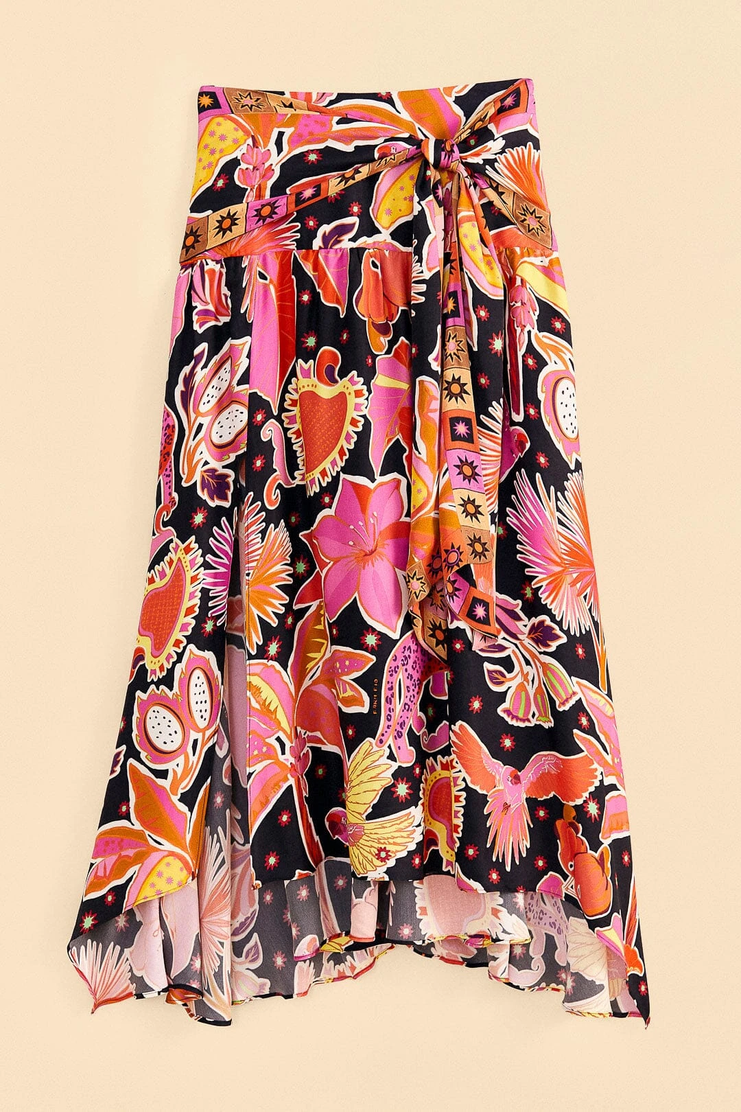 Farm Rio Black Enchanted Nature Lenzing™ Ecovero™ Viscose Midi Skirt 8 Farm Rio Black Enchanted Nature Lenzing™ Ecovero™ Viscose Midi Skirt - Image 6