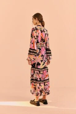 Farm Rio Black Enchanted Nature Midi Dress -Farm Rio 309488 04