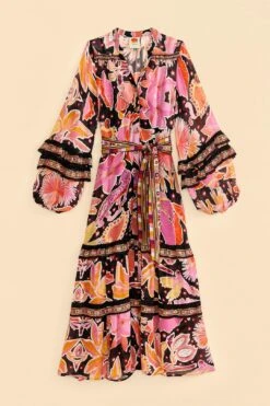 Farm Rio Black Enchanted Nature Midi Dress -Farm Rio 309488 06