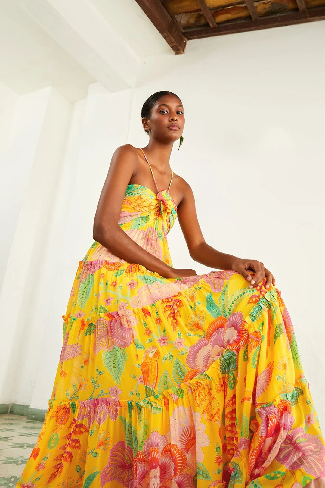 Farm Rio Yellow Macaw Bloom Maxi Dress 5 Farm Rio Yellow Macaw Bloom Maxi Dress - Image 3