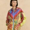 Farm Rio Mixed Painted Birds Windbreaker -Farm Rio 309516 01
