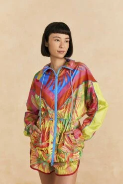 Farm Rio Mixed Painted Birds Windbreaker