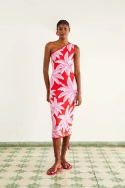 Farm Rio Red Coconut Tree Knit Dress