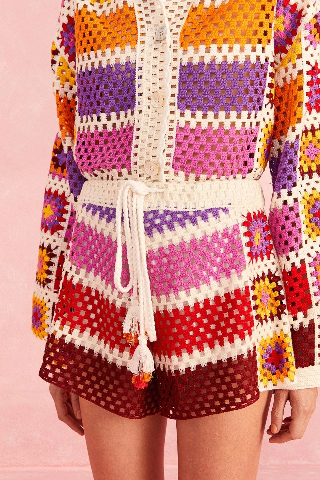 Farm Rio Mixed Crochet Stripes Shorts 5 Farm Rio Mixed Crochet Stripes Shorts - Image 3