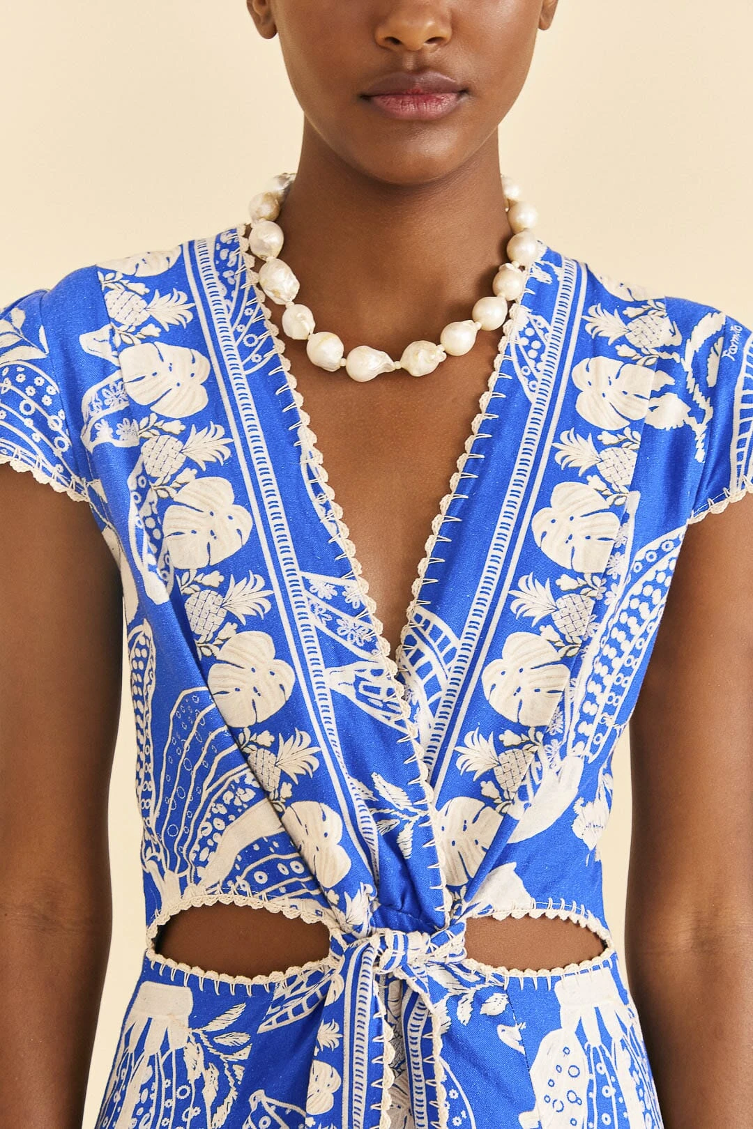 Farm Rio Blue Lace Banana Midi Dress 4 Farm Rio Blue Lace Banana Midi Dress - Image 2