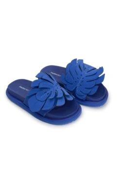 Farm Rio Blue Monstera Anatomic Slide Sandal