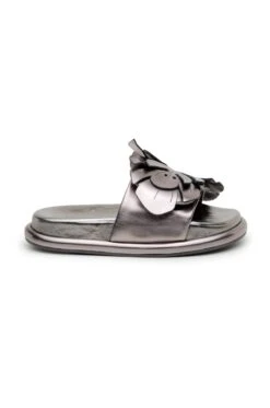 Farm Rio Metallic Silver Monstera Anatomic Slide Sandal -Farm Rio 309855 03