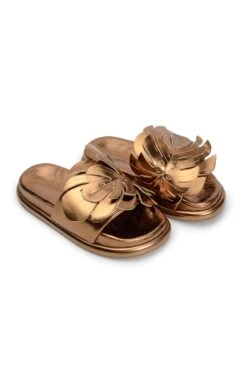 Farm Rio Bronze Monstera Anatomic Slide Sandal