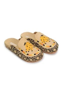 Farm Rio Raffia Embroidered Clog Mule