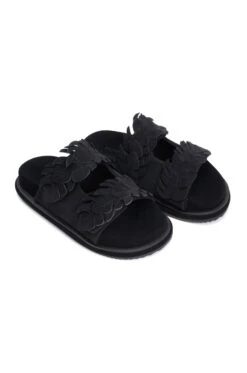 Farm Rio Black Mini Monstera Anatomic Slide Sandal