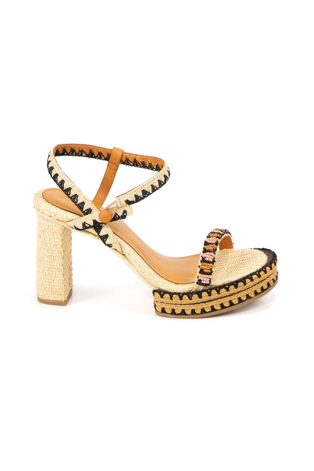 Farm Rio Beige Beaded Heel Platform Sandal 5 Farm Rio Beige Beaded Heel Platform Sandal - Image 3