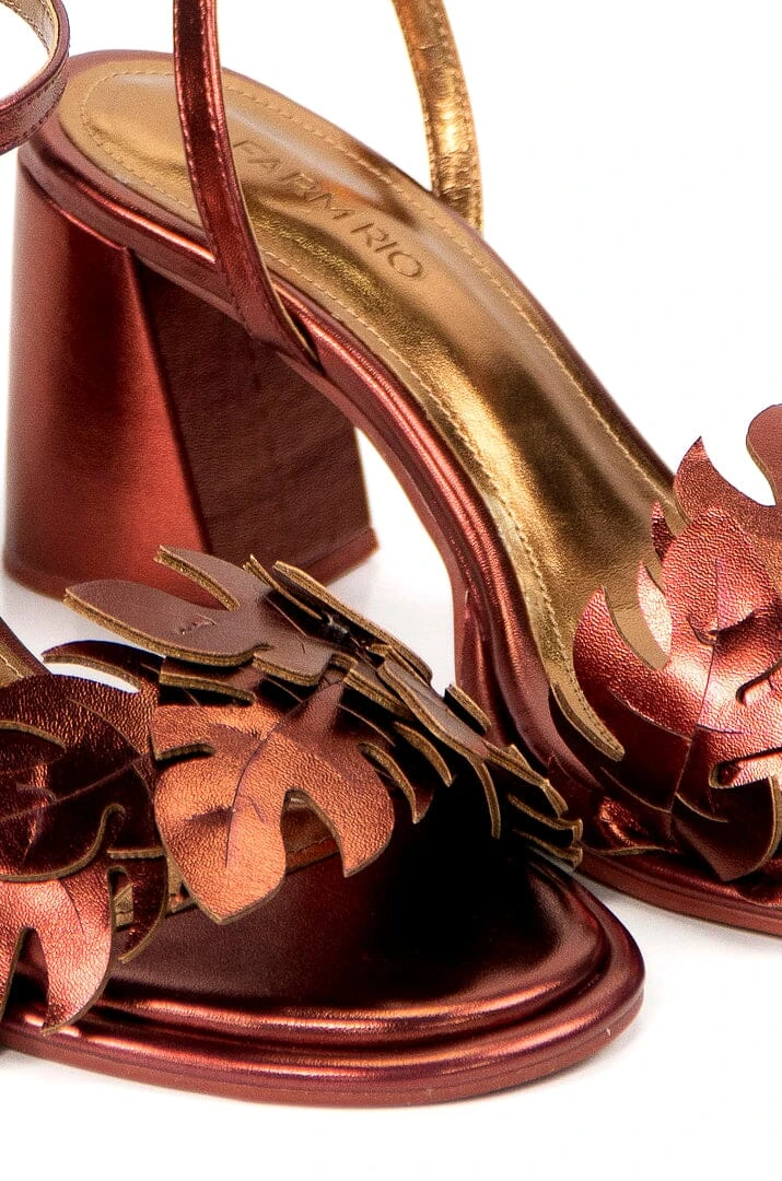 Farm Rio Marsala Monstera Mid Heel Sandal 4 Farm Rio Marsala Monstera Mid Heel Sandal - Image 2