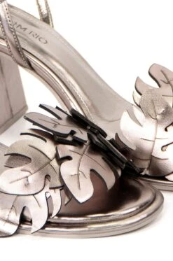 Farm Rio Silver Monstera Mid Heel Sandal -Farm Rio 309919 02