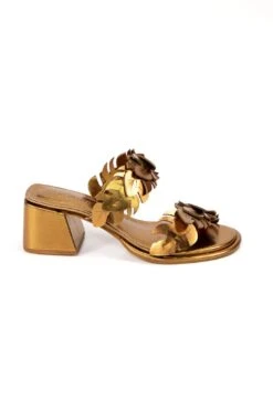 Farm Rio Brass Monstera Mid Heel Slide Sandal -Farm Rio 309922 03