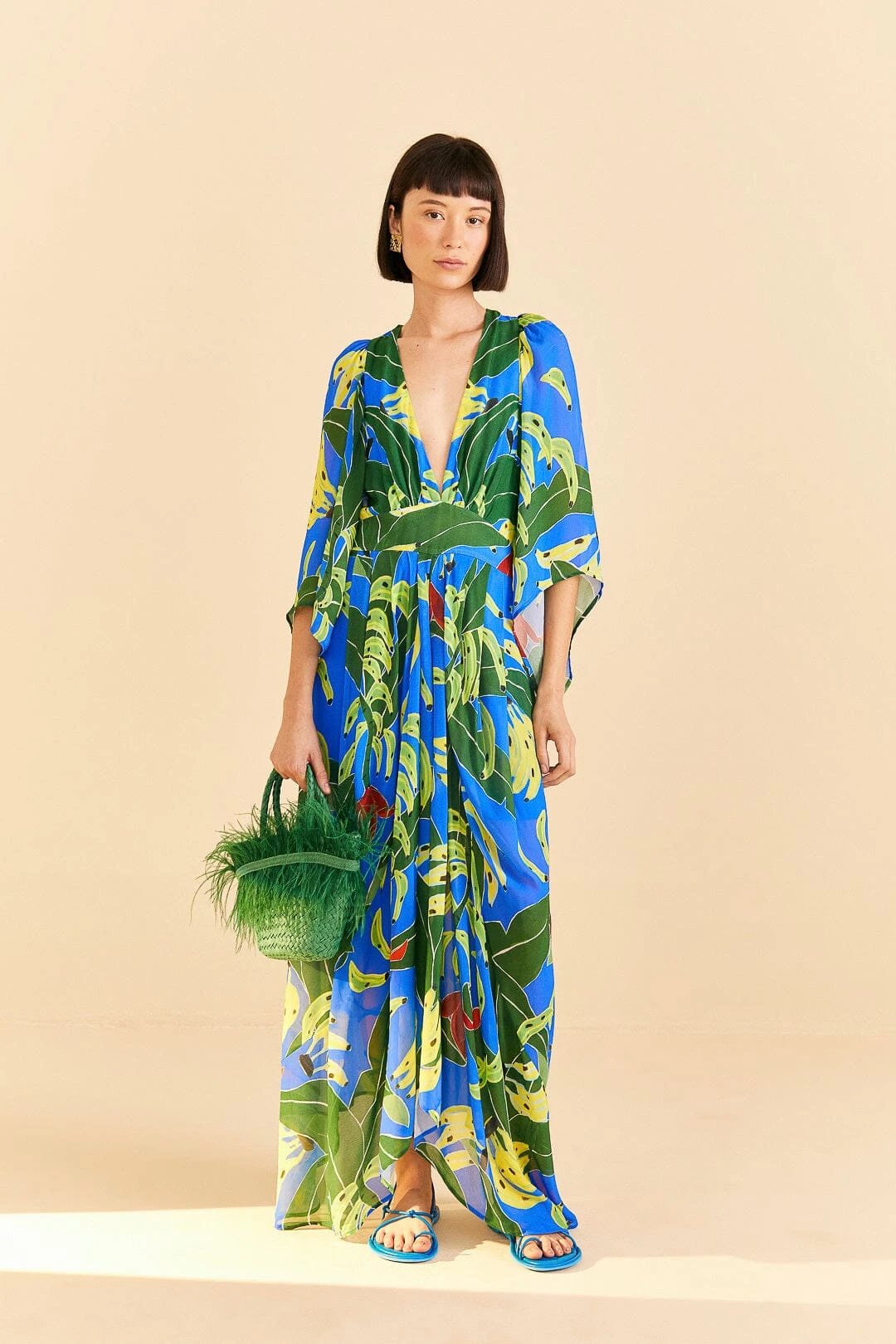 Farm Rio Blue Banana Leaves Maxi Dress 3 Farm Rio Blue Banana Leaves Maxi Dress
