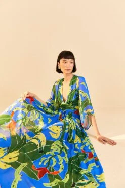 Farm Rio Blue Banana Leaves Maxi Dress 9 Farm Rio Blue Banana Leaves Maxi Dress -Farm Rio 310131 02