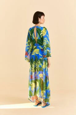 Farm Rio Blue Banana Leaves Maxi Dress 11 Farm Rio Blue Banana Leaves Maxi Dress -Farm Rio 310131 04