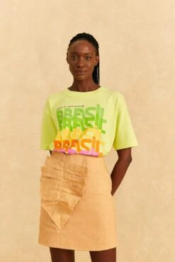 Farm Rio Beige Leaf Organic Cotton Mini Skirt 9 Farm Rio Beige Leaf Organic Cotton Mini Skirt -Farm Rio 310279 02