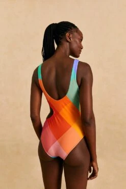 Farm Rio Blue Painted Birds Plaid One-Piece Swimsuit 8 Farm Rio Blue Painted Birds Plaid One-Piece Swimsuit -Farm Rio 310550 04