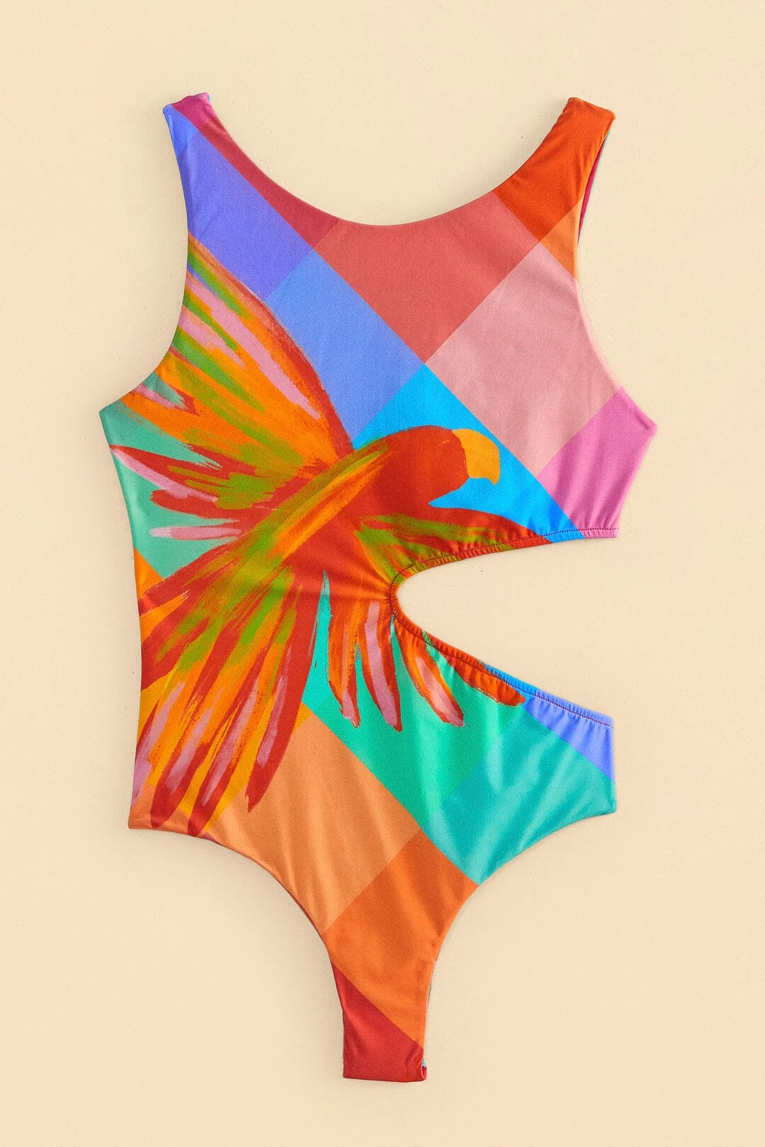 Farm Rio Blue Painted Birds Plaid One-Piece Swimsuit 6 Farm Rio Blue Painted Birds Plaid One-Piece Swimsuit - Image 4